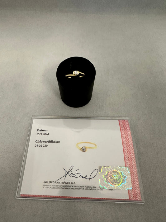 14K ZLATÝ DIAMANTOVÝ PRSTEN 0,17ct, 1,47g